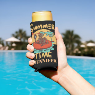 Rafraîchisseur Pour Canette Slim Heure d'été, nom personnalisé drôle vacances plage