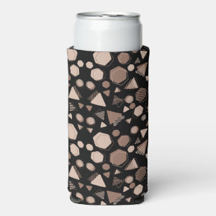 Rafraîchisseur Pour Canette Slim Hexagon & Triangle rose & Brown sur Motif noir