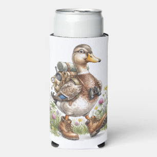 Rafraîchisseur Pour Canette Slim Illustration de canard randonnée fantaisiste avec