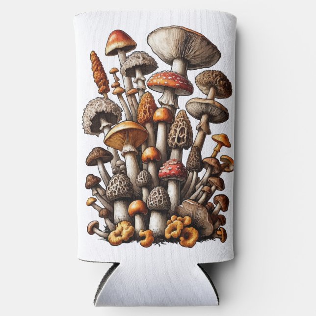Rafraîchisseur Pour Canette Slim Illustration de la grappe de champignons de forêt  (Recto)