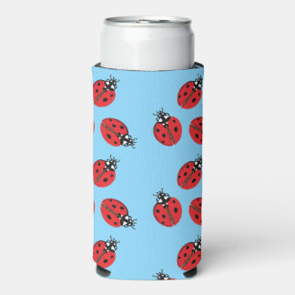 Rafraîchisseur Pour Canette Slim Illustration de la poule rouge bleu clair