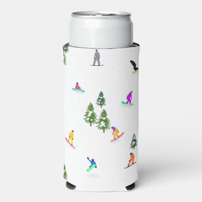 Rafraîchisseur Pour Canette Slim Illustration du snowboard des Snowboarders (Seltzer Recto)