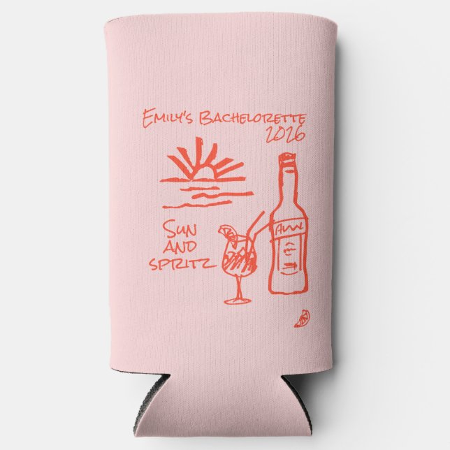 Rafraîchisseur Pour Canette Slim Invitation Soleil et Spritz pour l'Enterrement de  (Recto)