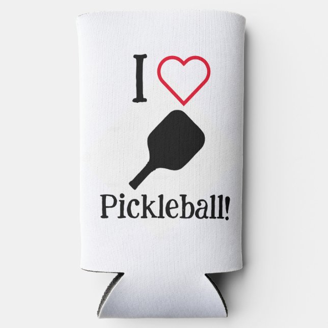 Rafraîchisseur Pour Canette Slim J'❤️ Pickleball ! (Recto)