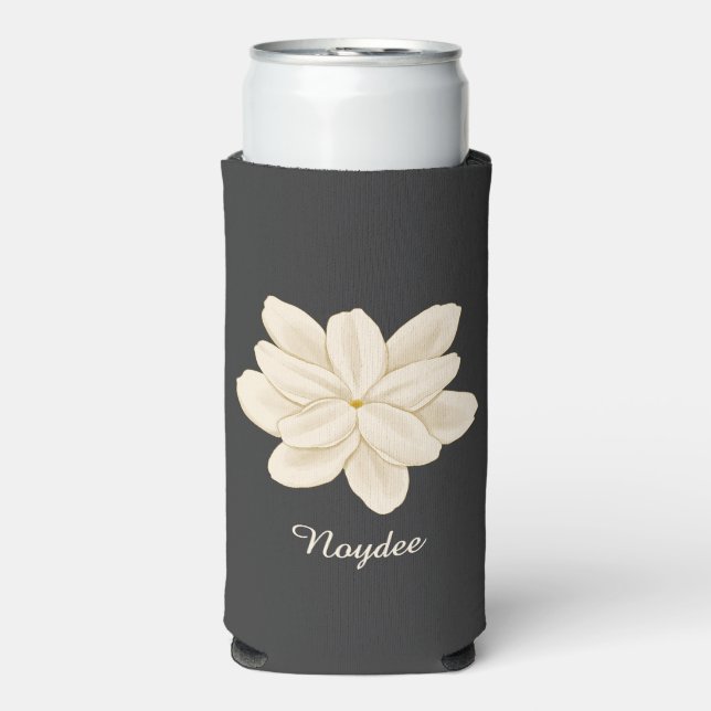 Rafraîchisseur Pour Canette Slim Jasmine Fleur Blanche Nom Élégant (Seltzer Recto)