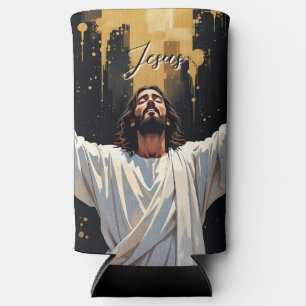Rafraîchisseur Pour Canette Slim Jésus-Christ Notre Sauveur Noir et Or