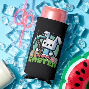 Rafraîchisseur Pour Canette Slim Jeu de pixels de lapin de Pâques heureux 