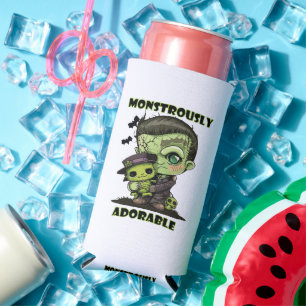 Rafraîchisseur Pour Canette Slim Joli monstre de Frankenstein avec peluche