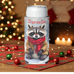 Rafraîchisseur Pour Canette Slim Joli Raccoon Whimsical Noël Personnalisé