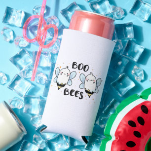 Rafraîchisseur Pour Canette Slim Jolies abeilles fantômes - Halloween drôle sur fon