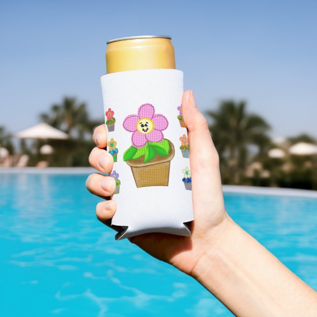 Rafraîchisseur Pour Canette Slim Jolies fleurs en pot Rosy Posy Canette de boisson  (Piscine in situ)