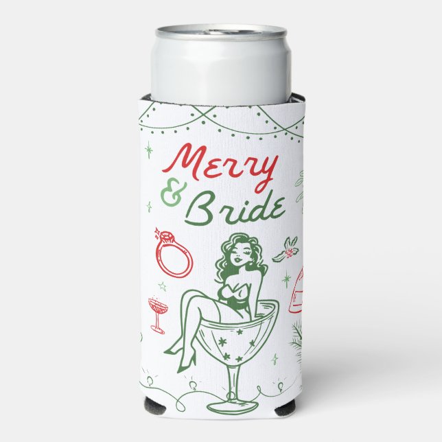 Rafraîchisseur Pour Canette Slim Joyeux Et Mariée Noël Bachelorette Pouls Cooleurs (Seltzer Recto)