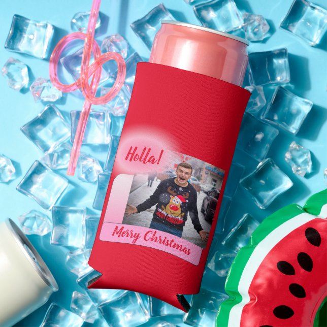 Rafraîchisseur Pour Canette Slim Joyeux Noël Gradient moderne Ajouter un texte phot (Été in situ)