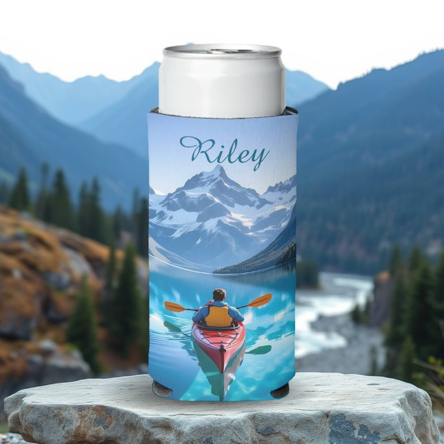 Rafraîchisseur Pour Canette Slim  Kayaking in Mountains Personalized (Créateur téléchargé)