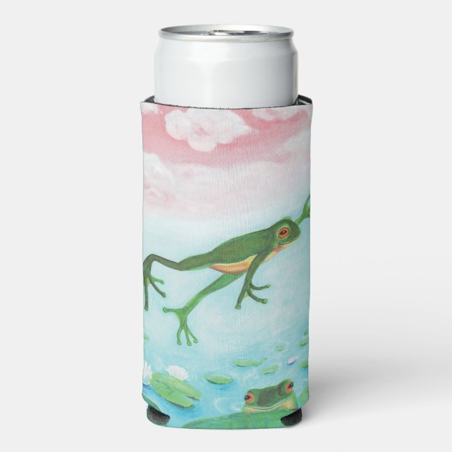 Rafraîchisseur Pour Canette Slim La Grenouille Verte Saute Dans L'Illustration De L (Seltzer Recto)