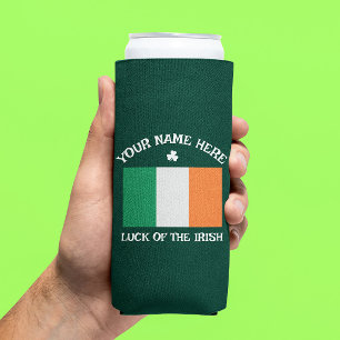 Rafraîchisseur Pour Canette Slim La Saint-Patrick Irlande Drapeau Nom personnalisé