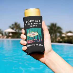 Rafraîchisseur Pour Canette Slim Las Vegas Anniversaire Fête Voyage Favoriser