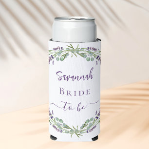Rafraîchisseur Pour Canette Slim Lavande eucalyptus verdure nom de la mariée