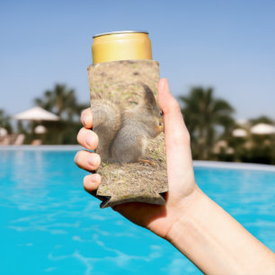 Rafraîchisseur Pour Canette Slim L'écureuil mignon mange une photo de noix