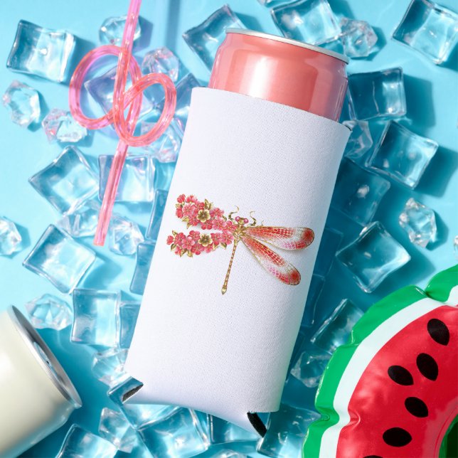 Rafraîchisseur Pour Canette Slim libellule de fleurs avec sakura de bijoux (Été in situ)
