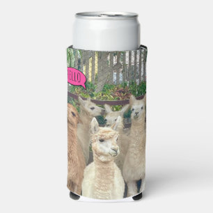Rafraîchisseur Pour Canette Slim Llamas dire Bonjour sur canettes refroidissantes