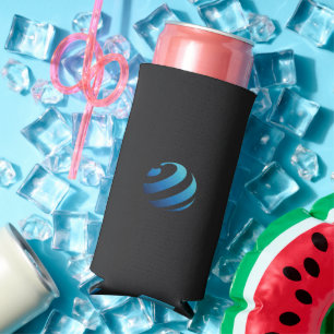 Rafraîchisseur Pour Canette Slim logo noir et bleu avec vague dessus