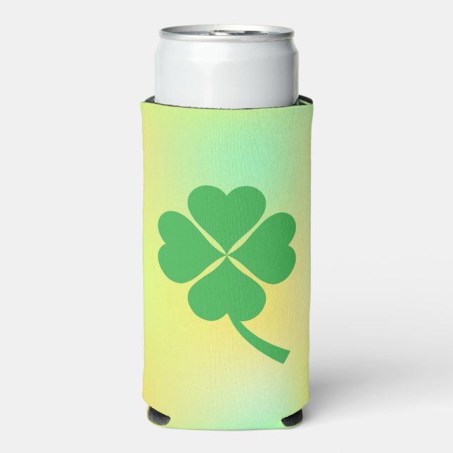Rafraîchisseur Pour Canette Slim Lucky Four Leaf Shamrock Design-87906 (Seltzer Recto)