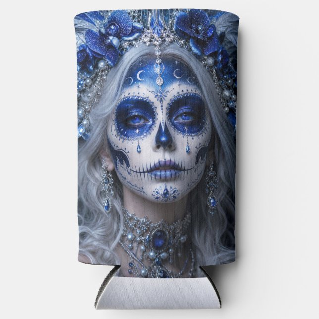 Rafraîchisseur Pour Canette Slim Lune de saphir Calavera – Céleste Bleu  (Recto)