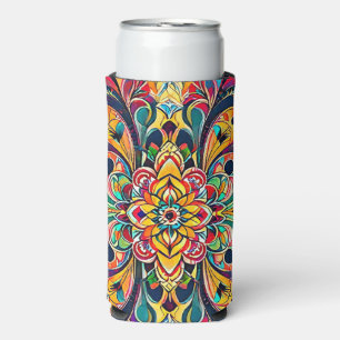 Rafraîchisseur Pour Canette Slim Mandala Symphonie des couleurs – Floral psychédéli