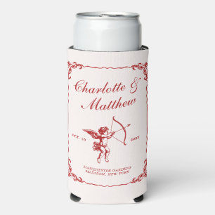 Rafraîchisseur Pour Canette Slim Mariage de Cupid'Arrow Red Vintage