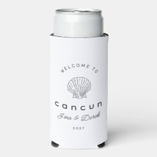 Rafraîchisseur Pour Canette Slim Mariage de destination Cancun Noir et Blanc