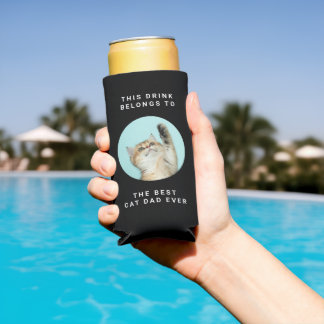 Rafraîchisseur Pour Canette Slim Meilleur Chat Papa Jamais Personnalisé Texte & 2 P