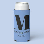 Rafraîchisseur Pour Canette Slim Meilleur homme Monogramme Nom bleu<br><div class="desc">La typographie moderne minimaliste monogramme design qui peut être modifié pour personnaliser. Parfait pour remercier votre Best Man ou Groomsman pour toute leur aide et leur soutien pour rendre votre mariage extraordinaire. Changez l'arrière - plan bleu pour correspondre à votre célébration.</div>