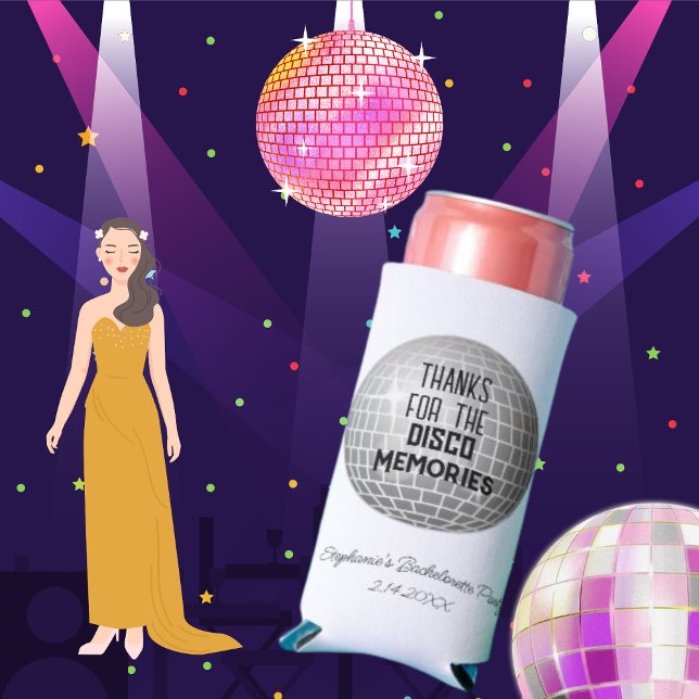 Rafraîchisseur Pour Canette Slim Merci Pour Disco Memories Bachelorette (Créateur téléchargé)