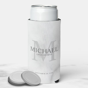 Rafraîchisseur Pour Canette Slim Minimaliste Blanc Personnalisé Groomsmen Peut Se R