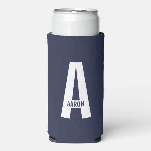 Rafraîchisseur Pour Canette Slim Modern Personalized Bold Monogram and Name (Seltzer Recto)
