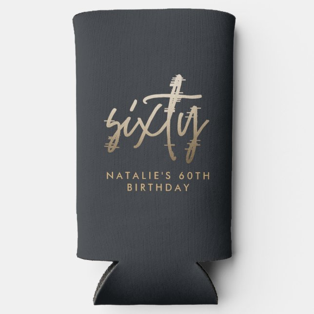 Rafraîchisseur Pour Canette Slim Moderne élégant script simple pour 60ème anniversa (Recto)