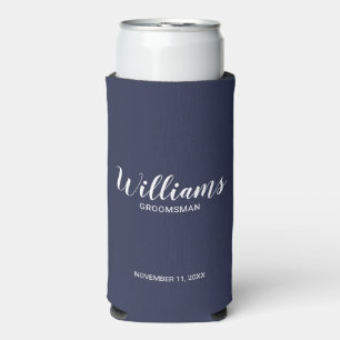 Rafraîchisseur Pour Canette Slim Moderne Script Marine bleu Cuomsmen personnalisé
