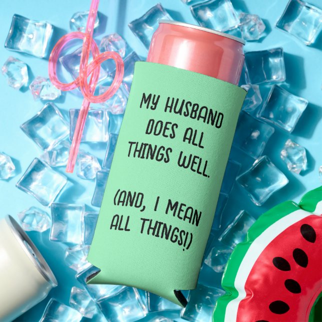 Rafraîchisseur Pour Canette Slim Mon Mari Fait Tout Bien. Vert menthe (Été in situ)