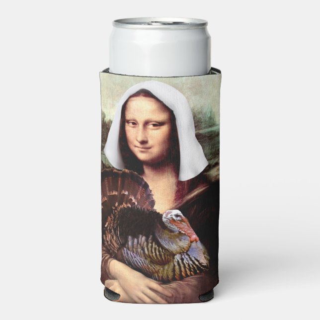 Rafraîchisseur Pour Canette Slim Mona Lisa Pilgrim Thanksgiving (Seltzer Recto)