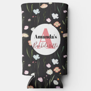 Rafraîchisseur Pour Canette Slim Monogramme Bachelorette Flore Noire Can Cooler