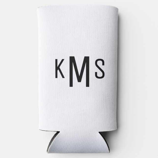 Rafraîchisseur Pour Canette Slim Monogramme moderne simple B/W (Recto)