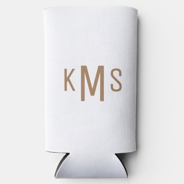 Rafraîchisseur Pour Canette Slim Monogramme or moderne simple blanc (Recto)