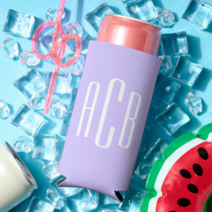 Rafraîchisseur Pour Canette Slim Monogramme simple à trois lettres pâle