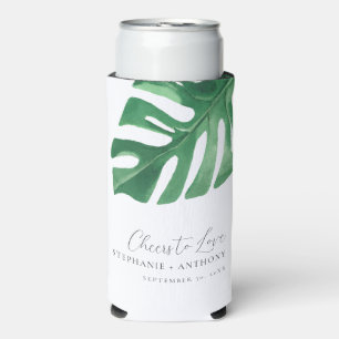 Rafraîchisseur Pour Canette Slim Monstère tropicale verte Feuille Mariage d'été