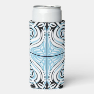 Rafraîchisseur Pour Canette Slim Motif Abstrait Courbé Blanc Noir Bleu 