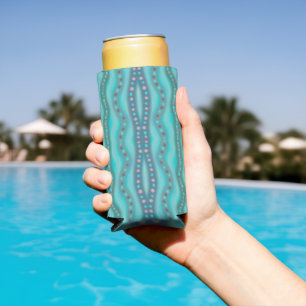 Rafraîchisseur Pour Canette Slim Motif abstrait de verre de plage dichroïque givré