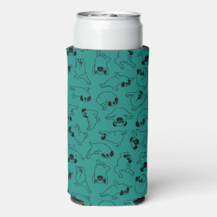 Rafraîchisseur Pour Canette Slim motif de chien de chien de chien de yoga turquoise