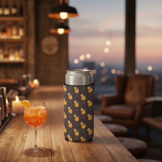 Rafraîchisseur Pour Canette Slim Motif de cocktail Aperol Spritz sans couture (Créateur téléchargé)