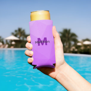 Rafraîchisseur Pour Canette Slim Motif de maille géométrique ombré violet Monogramm
